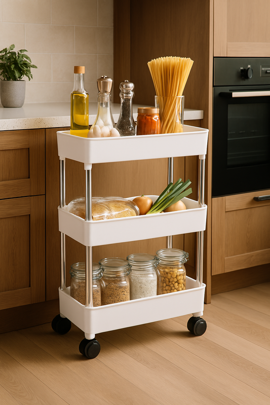 SlimFit™ Rolling Storage Rack – 3 Tier Space Saver